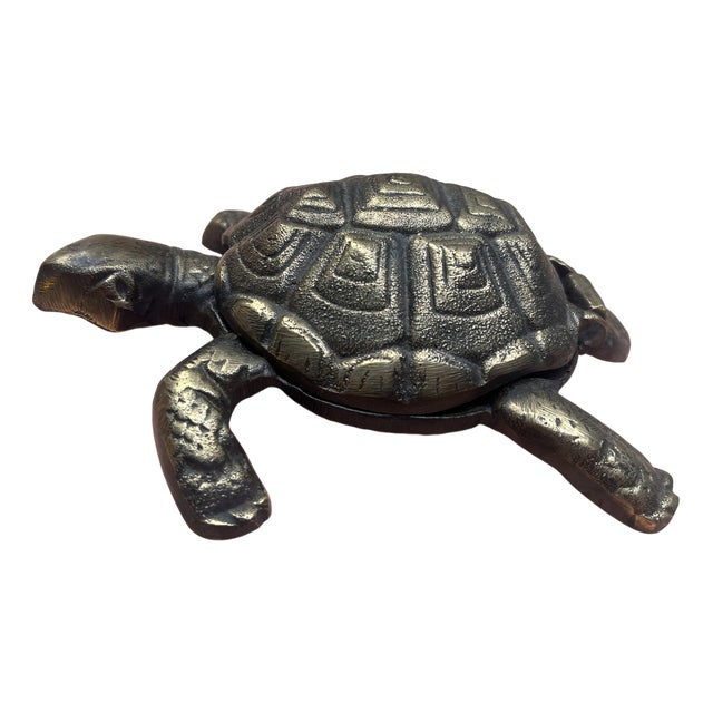 Brass Turtle Ashtray with Lid For Sale