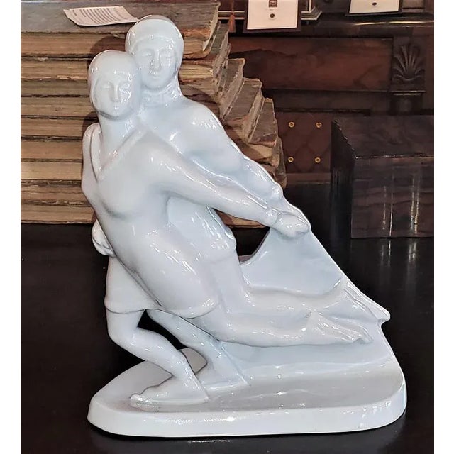 Belgian Art Deco Charles Catteau Bfk Ice Skater Sculpture For Sale - Image 13 of 13
