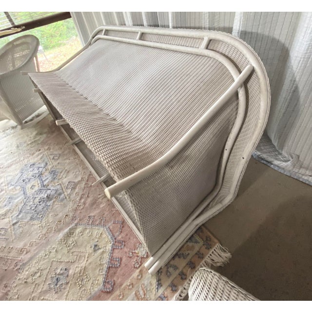 Vintage Lloyd Looms - 3 Piece Wicker Set: Sofa, Rocking Chair, Foot Stool/Side Table, 3 Pieces For Sale - Image 12 of 17