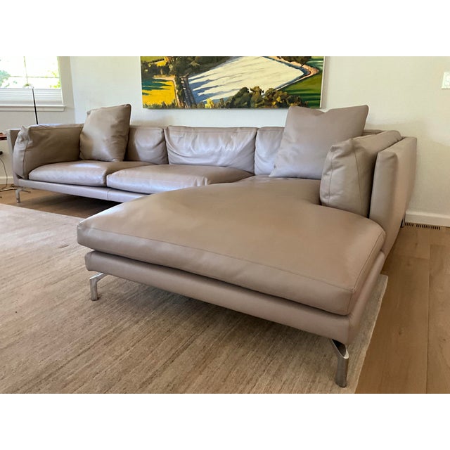 Design Within Reach Como Kalahari leather gray sofa sectional with RIGHT side chaise 2018 Retail purchase price $14,950...