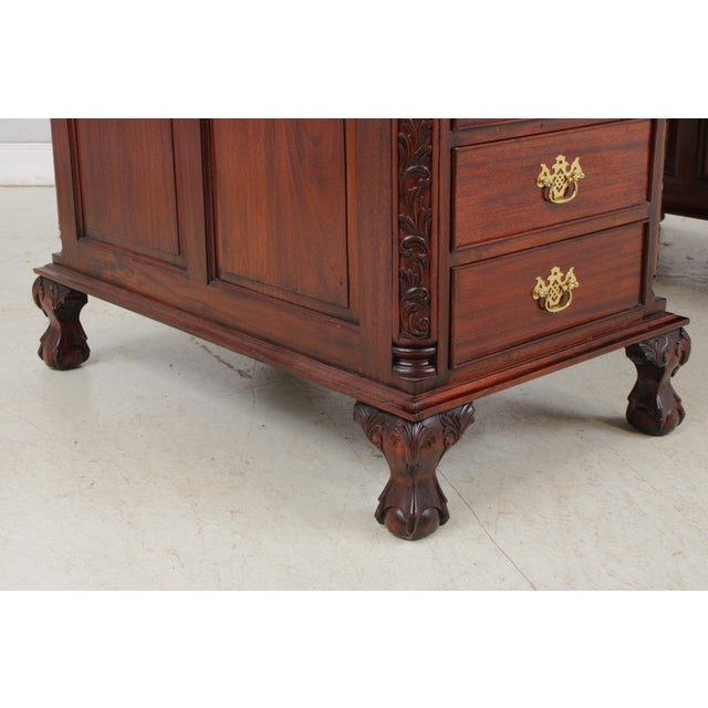Chippendale Style Ball & Claw Mahogany Partners Desk For Sale - Image 14 of 17
