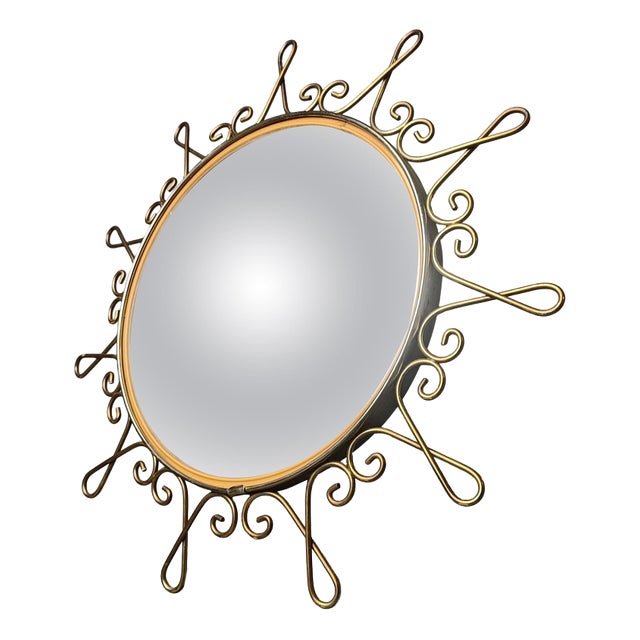 Vintage Brass Sunburst Mirror, 1970s For Sale