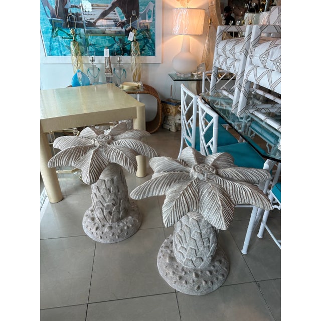 Vintage Plaster Palm Tree Leaf Table Dining Table or Center Entry Base For Sale In West Palm - Image 6 of 13