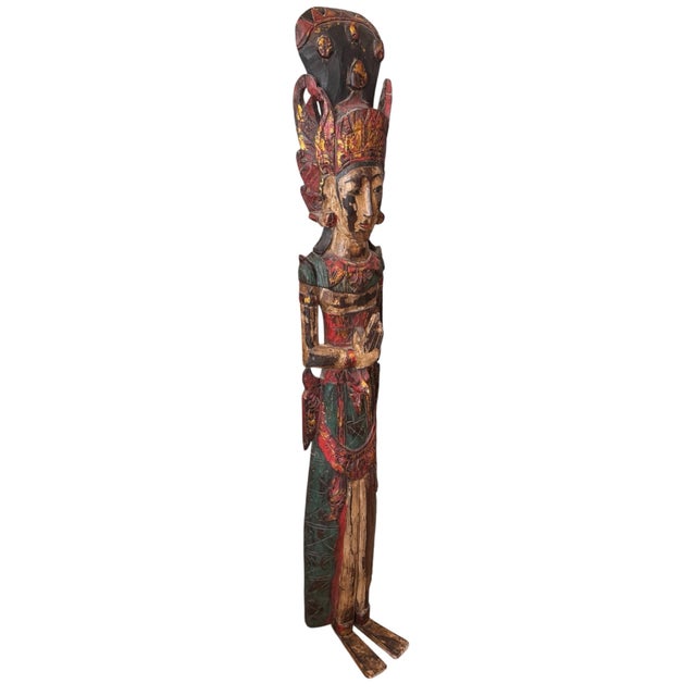 Antique Indonesian Rice Goddess Dewi Sri- Handcarved & Handpainted For Sale - Image 4 of 11