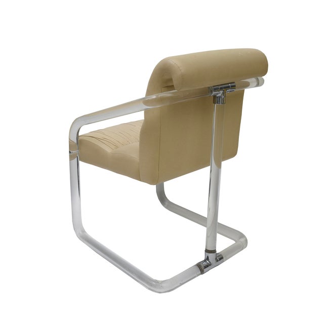 Vintage Signed Lion in Frost Lucite and Leather Upholstered Dining Chairs, Set of 4, 1970's For Sale In Miami - Image 6 of 12