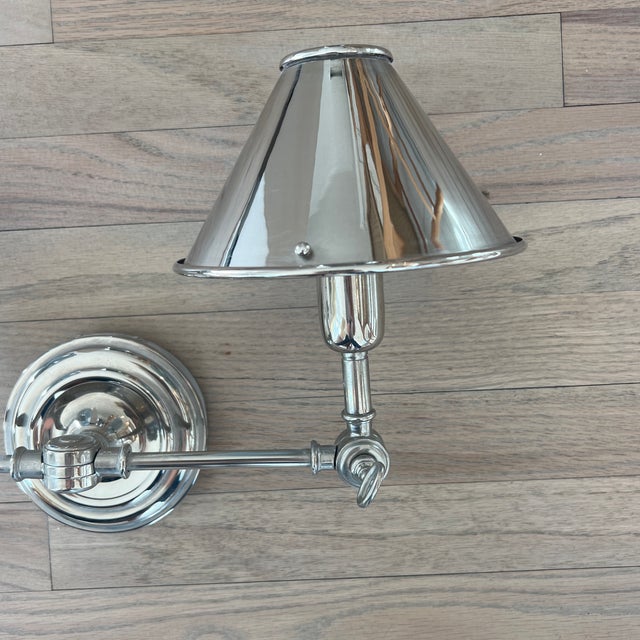 American Ralph Lauren for Visual Comfort Anette Polished Nickel Wall Swing Arm Sconce For Sale - Image 3 of 7