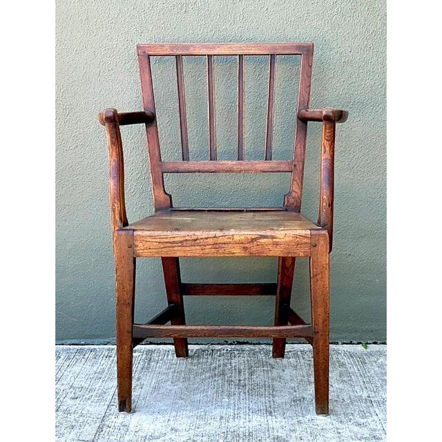 Brown Vintage George III Country House “Elbow” Arm Chair in Elm For Sale - Image 8 of 13