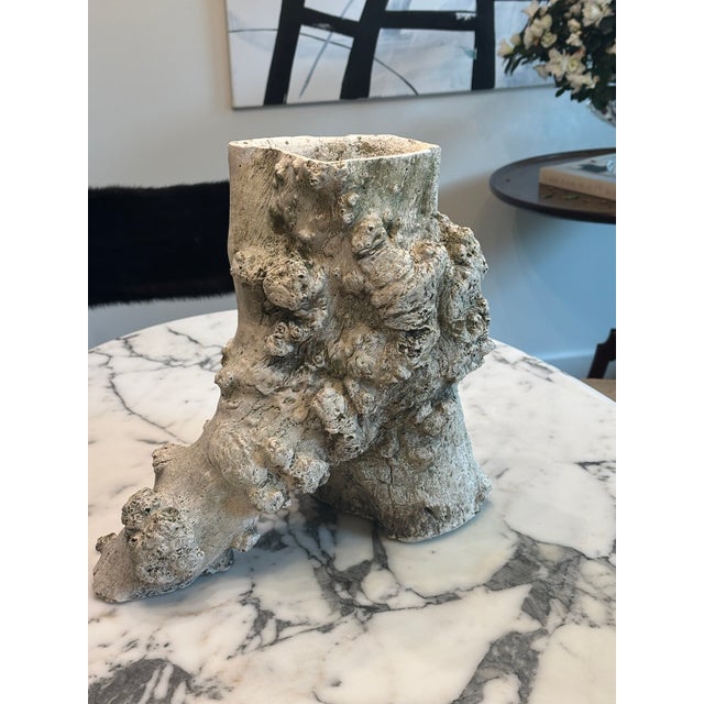 Mid-Century French Faux Bois Concrete Tree Stump Planter in Sculptural Burl Form For Sale - Image 13 of 17