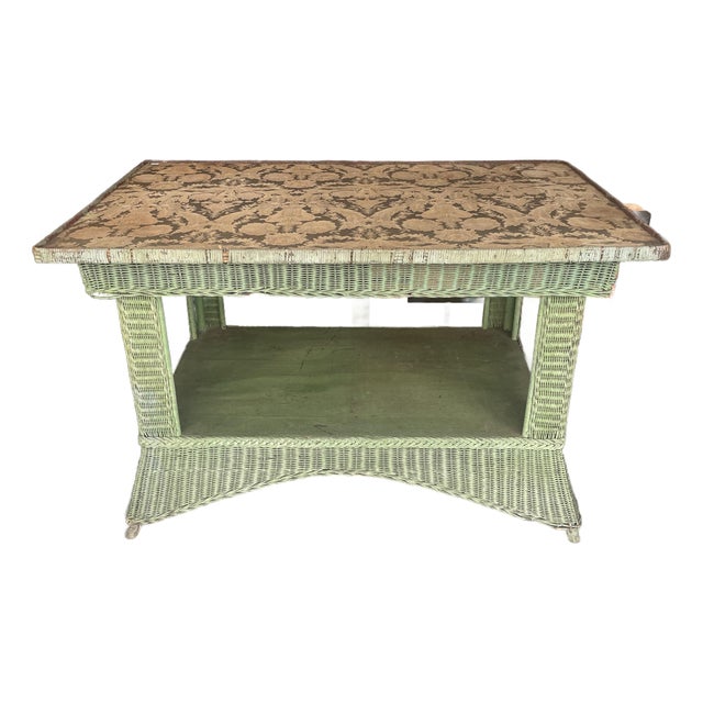 Antique Wicker Library Table For Sale