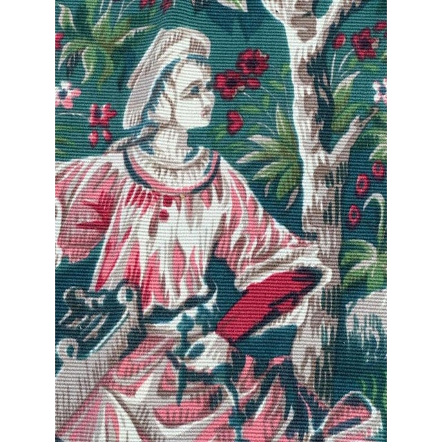 Textile Vintage French Aubusson Screen Printed Tapestry with Medieval Design, 1960s For Sale - Image 7 of 18