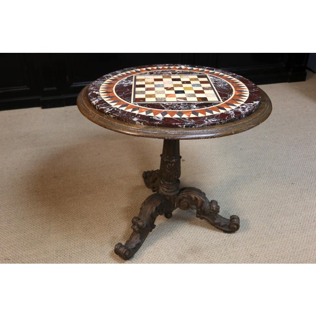 Pedestal Table with Marble Marquetry Top For Sale - Image 10 of 10