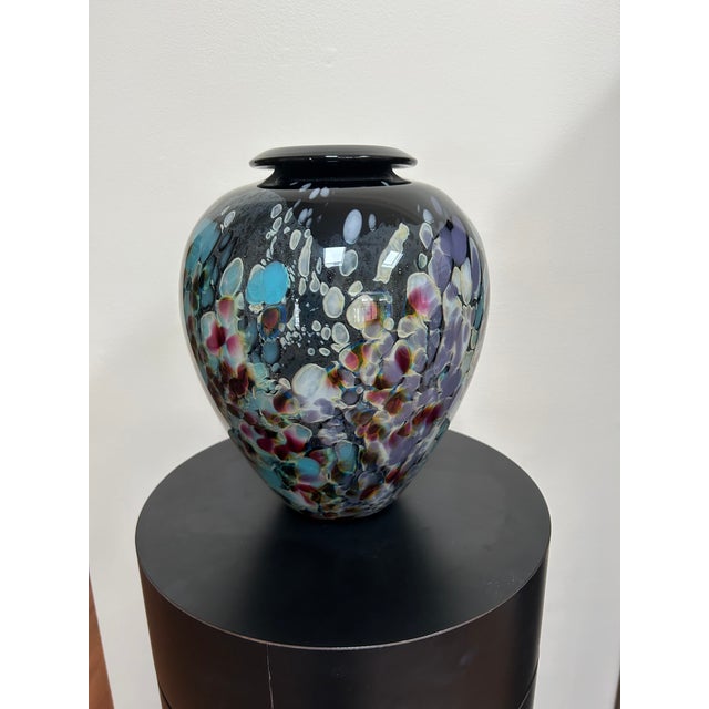 Contemporary Signed Charles Correll Art Glass Cabinet Vase For Sale - Image 11 of 14