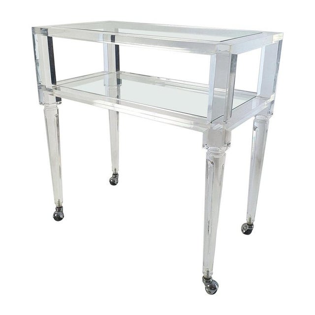 Vintage Italian Modern Acrylic Glass and Glass Bar Cart, 1980s For Sale - Image 10 of 10
