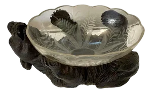 Antique Victorian Black Forest Bear Bowl, 1860