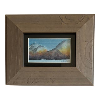 Original Watercolor Cloudscape Miniature – Framed and Signed For Sale