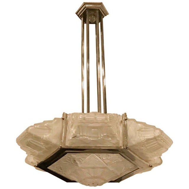 French Art Deco Pendant Chandelier by Hanots For Sale - Image 13 of 13