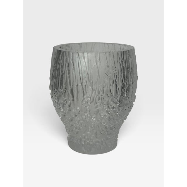 1960s 1970s Peill & Putzler West German Frosted Sculptural Art Glass Vase For Sale - Image 5 of 13
