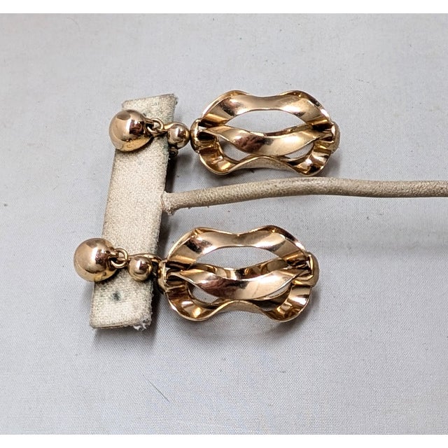 Gold Vintage 1955 Signed Napier Book Piece Goldtone "Garland" Drop Clip Earrings-2 Pieces For Sale - Image 8 of 9