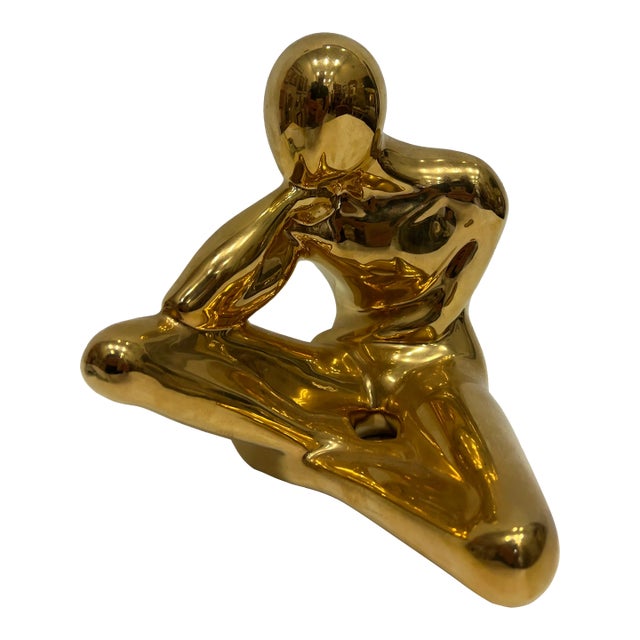 1970's 18k Gold Glazed American Modern Ceramic Figure by Jaru of California For Sale