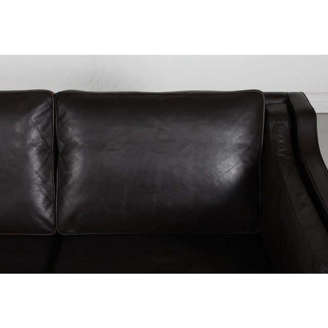 Model 2212 Sofa in Dark Mocha Leather by Børge Mogensen for Fredericia Stolefabrik, 1970s For Sale - Image 9 of 17