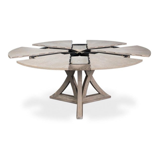 Transitional Round Dining Table, Large - Grey Oak For Sale - Image 4 of 11