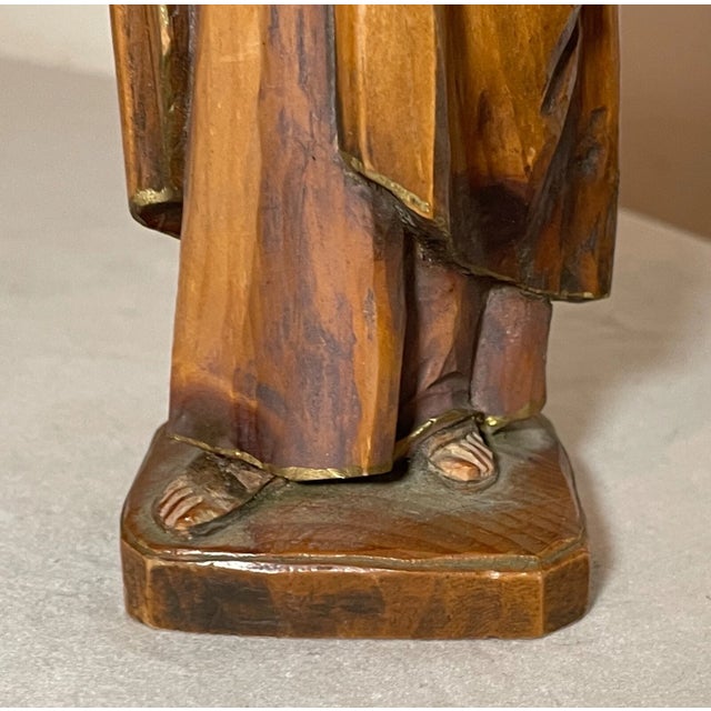 Vintage Hand Carved Painted Italian Wood Joseph Baby Jesus Sculpture Statue For Sale - Image 10 of 12