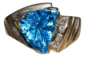 The Canfield: Ladies 14K Yellow Gold Trilliant Cut Topaz and Diamond Cocktail Ring