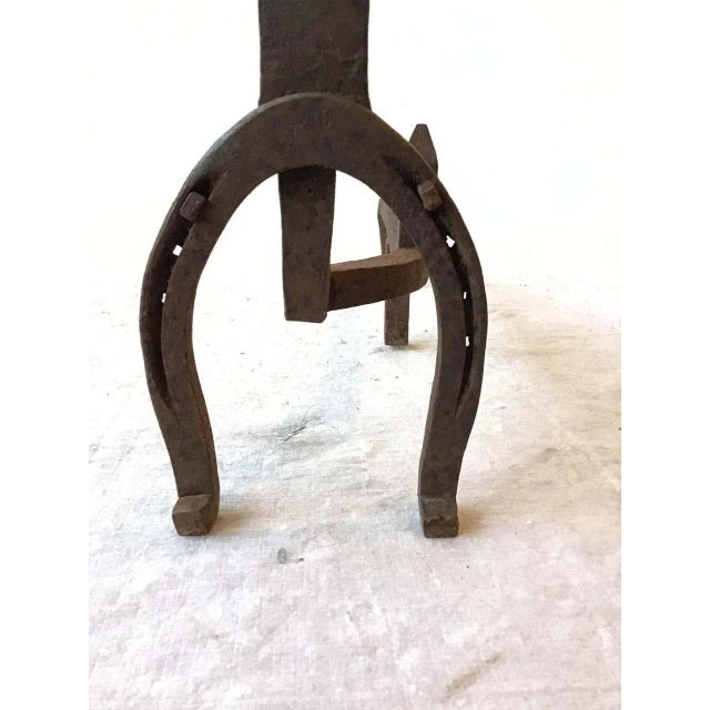 Metal 1950s Iron Horseshoe Andirons - A Pair For Sale - Image 7 of 10