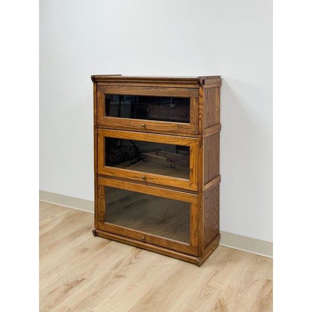Vintage Bookcase Three Stack Oak Barrister Glass Door Traditional Shelf For Sale In Tampa - Image 6 of 15