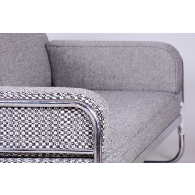 Bauhaus Sofa in Chrome & Upholstery attributed to Hynek Gottwald, Czech, 1930s For Sale - Image 11 of 17