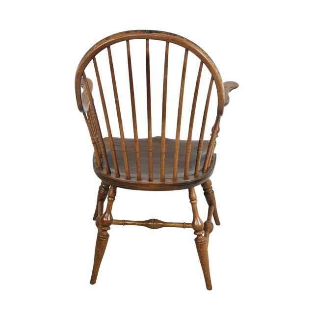 Brown Antique Continuous-Arm Windsor Spindle-Back Wooden Armchair For Sale - Image 8 of 18