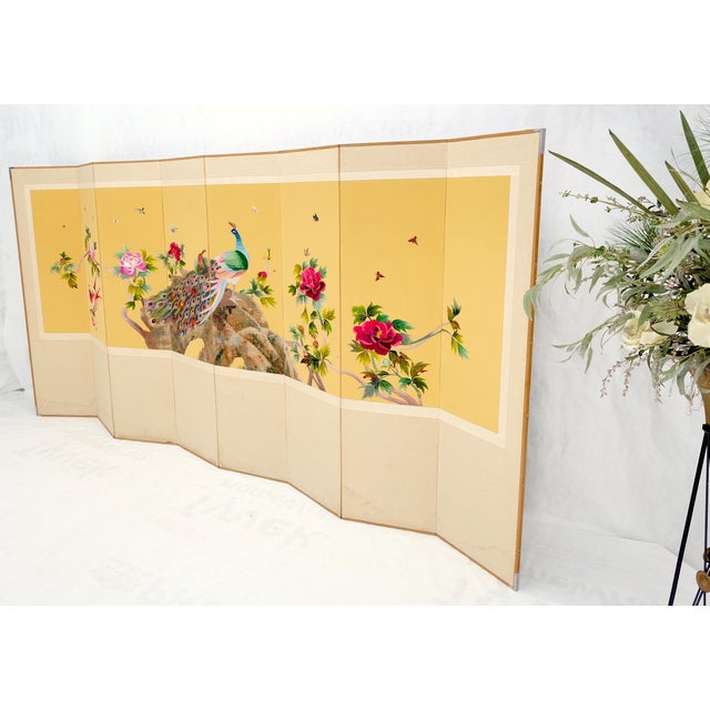 Oriental Decorative 8 Panel Silk Embroidery Peacock Scene Room Divider Screen For Sale - Image 16 of 18