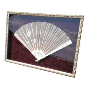Antique Victorian Beaded Hand Fan in Shadow Box Frame Clara Schwab