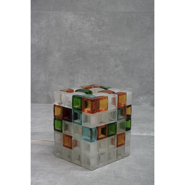 Sculptural Glass Cube Table Lamp by Albano Poli for Poliarte, Italy, 1970s For Sale - Image 10 of 10
