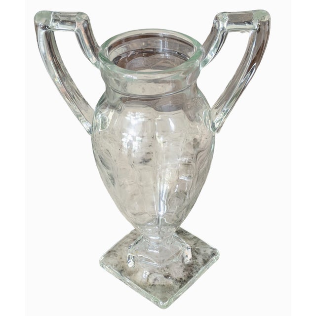 Neoclassical Vintage Glass Trophy Urn Vase For Sale - Image 3 of 10