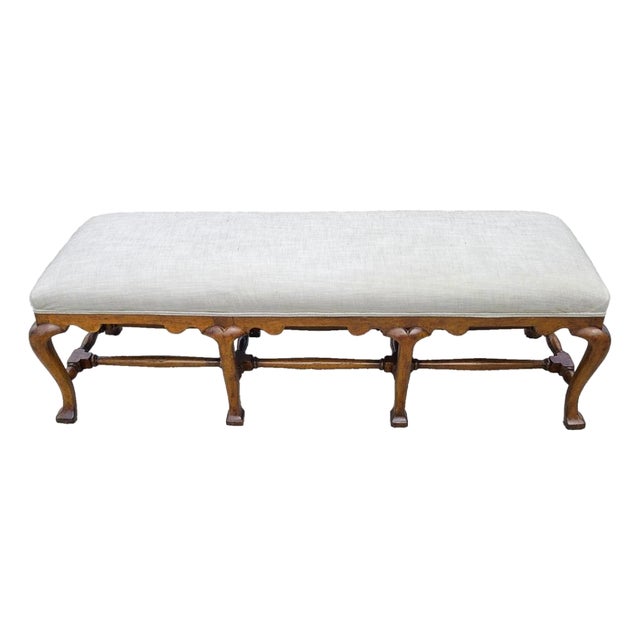 Jerry Pair Queen Anne Linen Walnut Califia Bench For Sale
