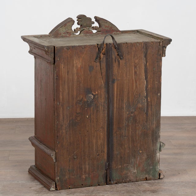 Original Painted Swedish Hanging Cabinet, Dated 1800 For Sale - Image 9 of 9