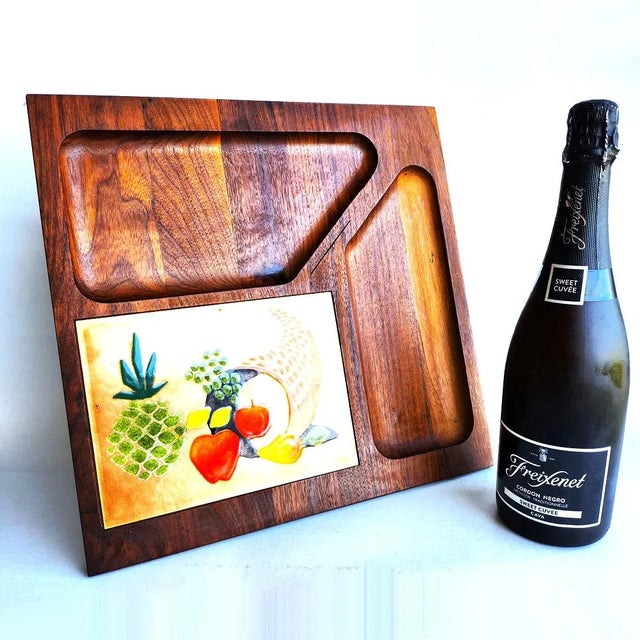 Vintage Walnut Wood and Copper Inlay Board by Ernest Sohn For Sale In Miami - Image 6 of 10