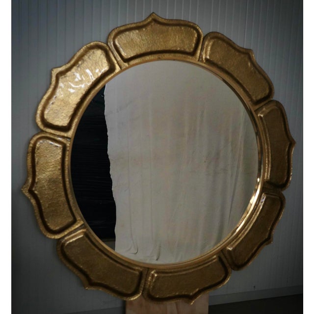 Italian Murano Gold Art Glass and Brass Wall Mirror, 2000 For Sale - Image 10 of 11