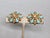 Mid-Century Modern Vintage 1950s Signed Trifari Faux-Turquoise & Clear Rhinestone Clip Earrings-2 Pieces For Sale - Image 3 of 7