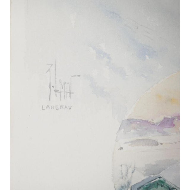René LEVERD (1872-1938) Switzerland, Tobogganing at sunset in Lagnau Original watercolor Signed in ink On vellum, 26.5 x...