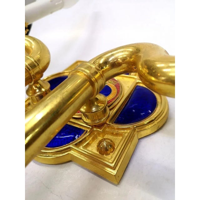 Blue Gold Plated and Enamel Sconce by Jozsef Engelsz, 1970s For Sale - Image 8 of 17