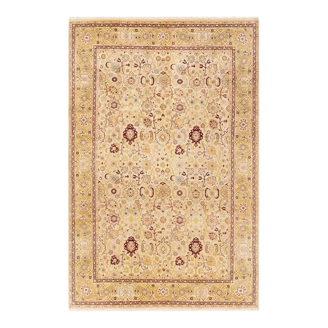 Mogul, One-of-a-Kind Hand-Knotted Area Rug in Ivory, 6' 2" x 9' 3" For Sale
