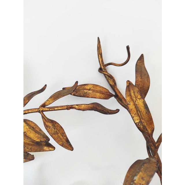 Italian Wall Sconce in Gilded Metal with Leaves attributed to Banci, 1970s For Sale - Image 6 of 7