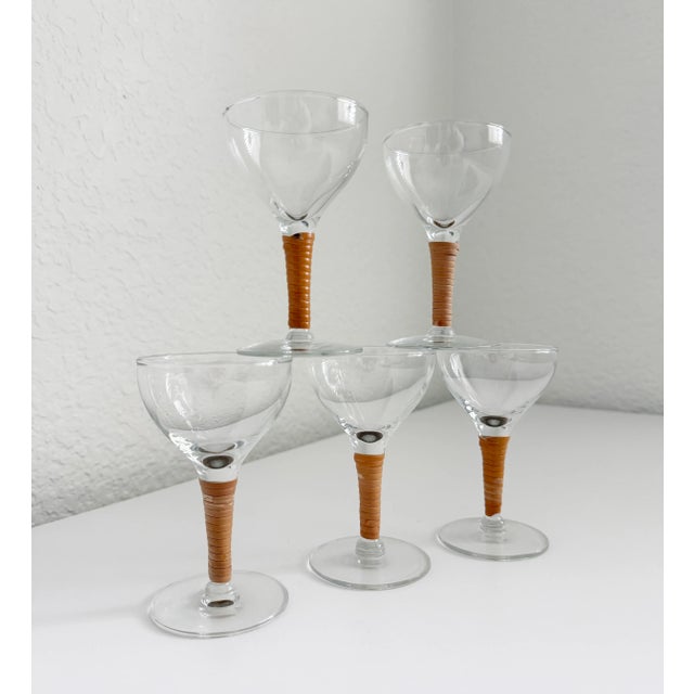 Carl Auböck 1940s Carl Auböck Rattan Wrapped Aperitif Glasses- Set of 5 For Sale - Image 4 of 7