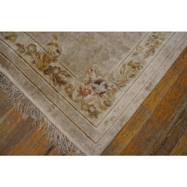 1980s Light Gray Floral Vintage Chinese Silk Rug 3' X 5'2" Handknotted Wool Carpet For Sale In New York - Image 6 of 18
