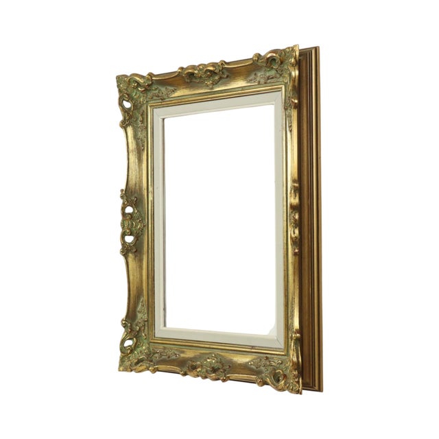 Beautiful gold-colored vintage pine frame with a lovely, characterful patina of age, entirely in the classic Baroque...