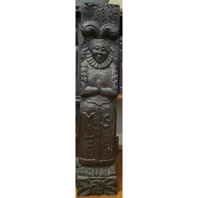 1600s Gothic Hand Carved Oak Wood Cabinet Door Architectural Element For Sale In Atlanta - Image 6 of 8