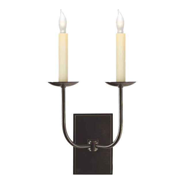 Chapman & Myers for Visual Comfort Signature TT Double Sconce in Bronze For Sale