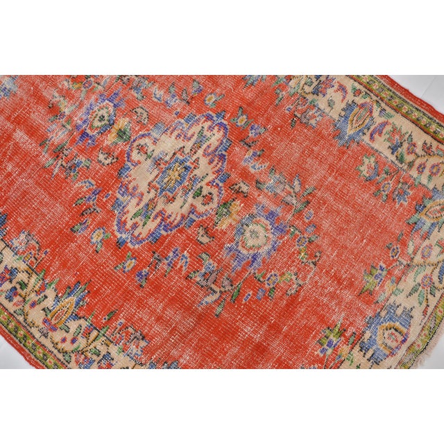 Orange Ethnic Vintage Wool Carpet For Sale - Image 4 of 10